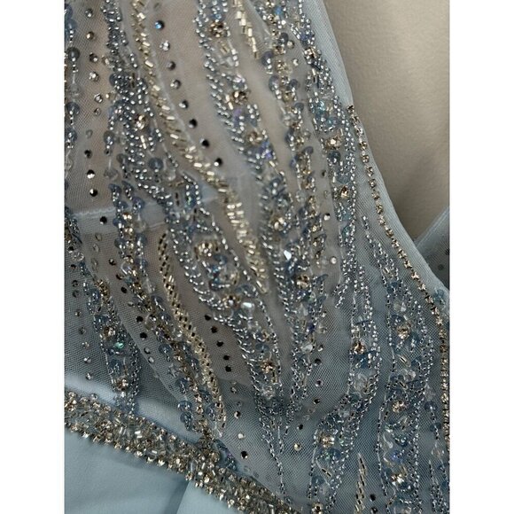 Mac Duggal Illusion Embellished Sleeveless Peplum Gown Powder Blue Size 6 11203 - Picture 7 of 9